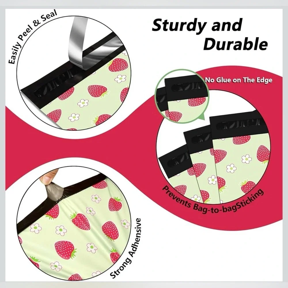 Strawberry Print Poly Mailers 14.5x19 Pack of 10